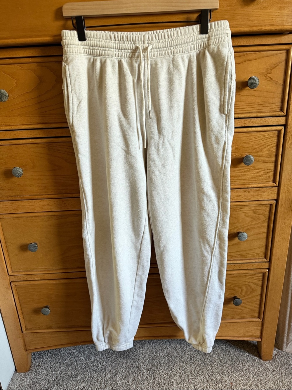 Aerie Jogger Sweatpants Womens Size Medium Oatmeal Lounge Lightweight Pockets